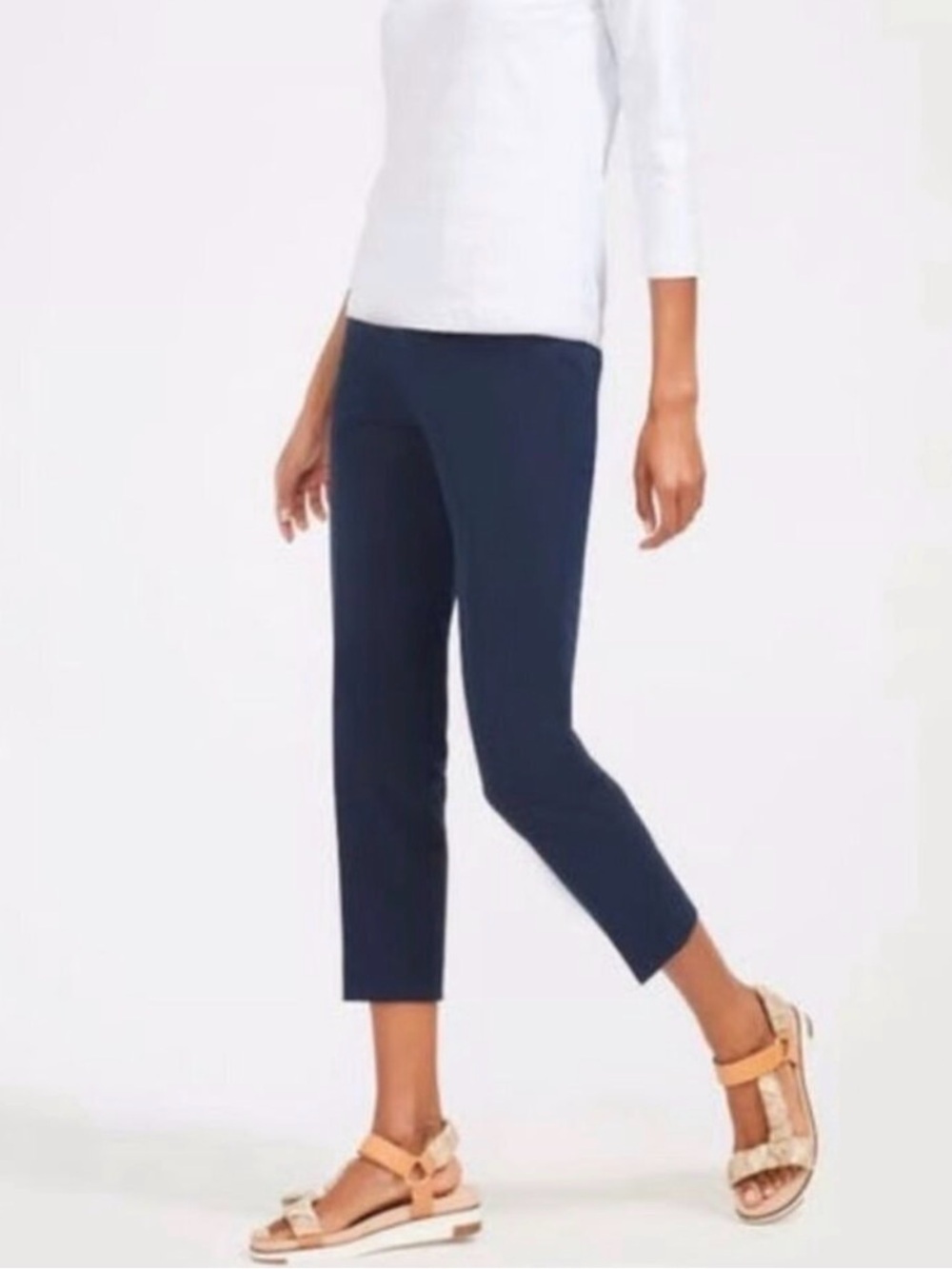 *J MCLAUGHLIN* Plus Classic Navy Cropped Stretch Pull-On Pants Size 14